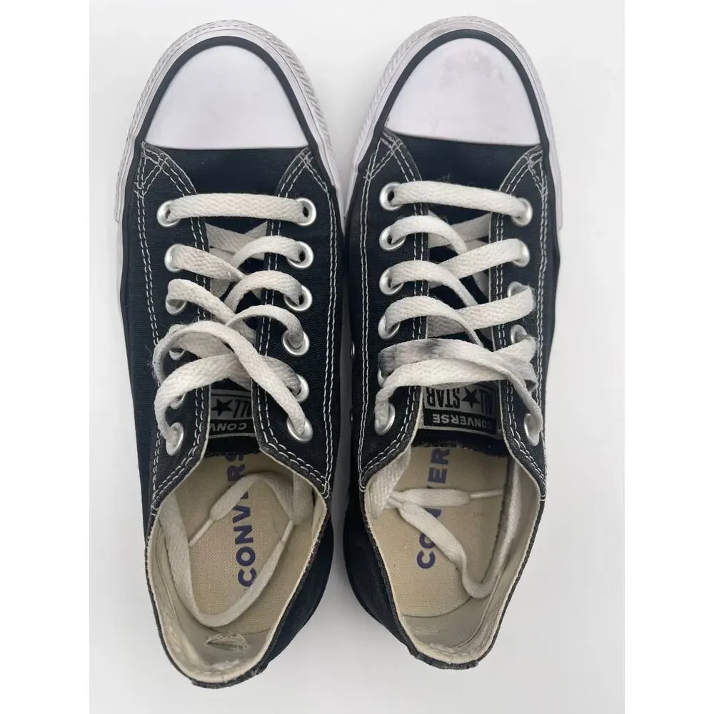 Converse Chuck Taylor All Star Low Top Black White Womens 6.5 W9166